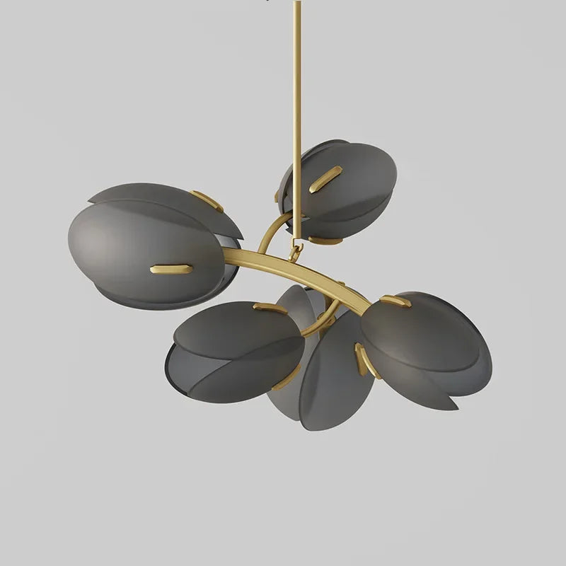 lampadario moderno minimalista in vetro rosa design elegante