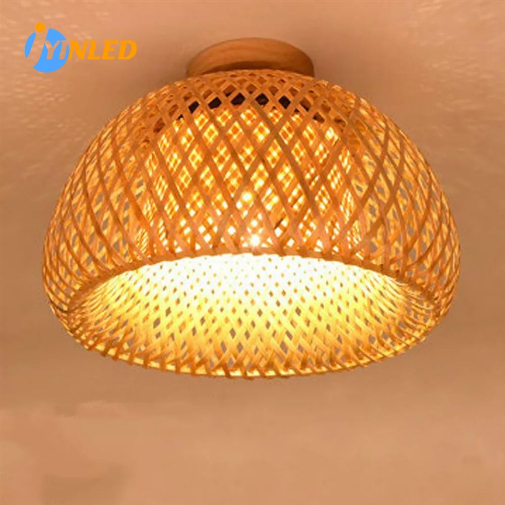 Plafoniera in Rattan Vimini Elegante Rustica