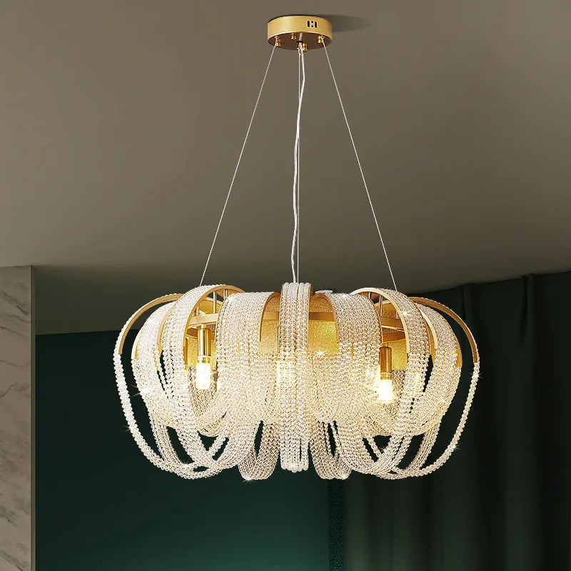 lampadario in cristallo di lusso con pendenti modello 	 per hotel