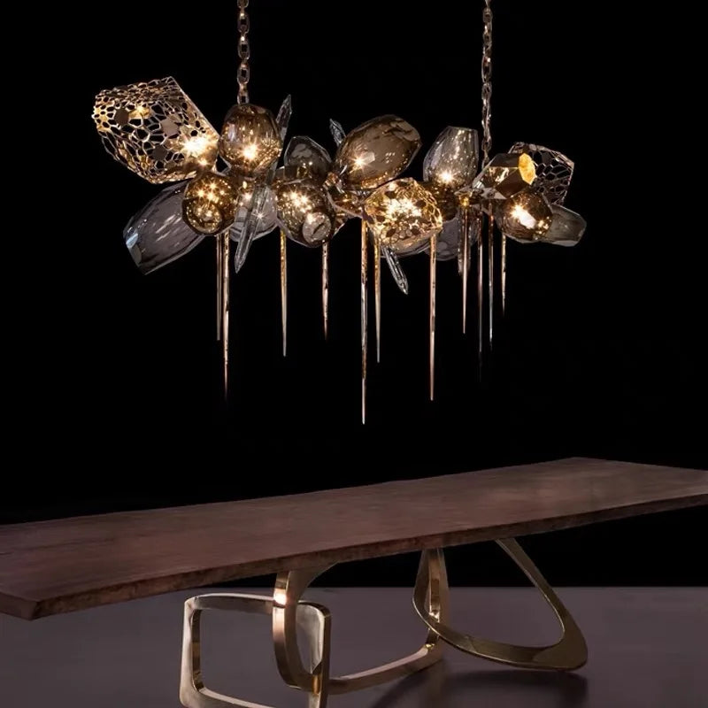 lampadario in vetro nordico di lusso in cristallo moderno