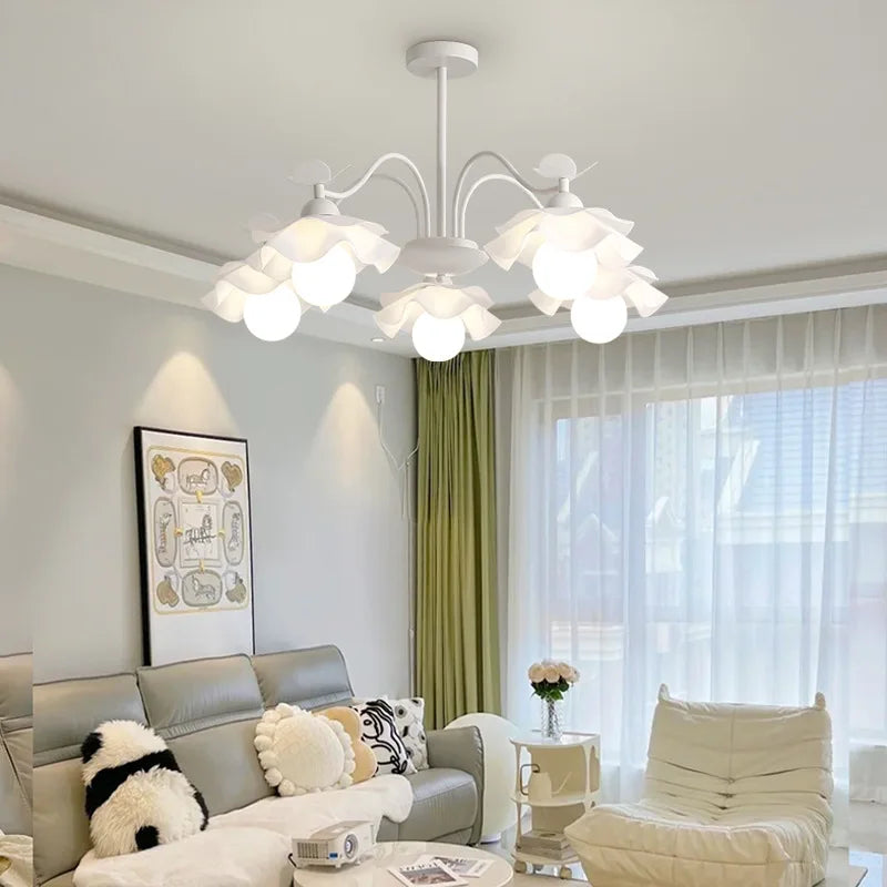 lampadario nordico a fiori stile cremoso per varie stanze