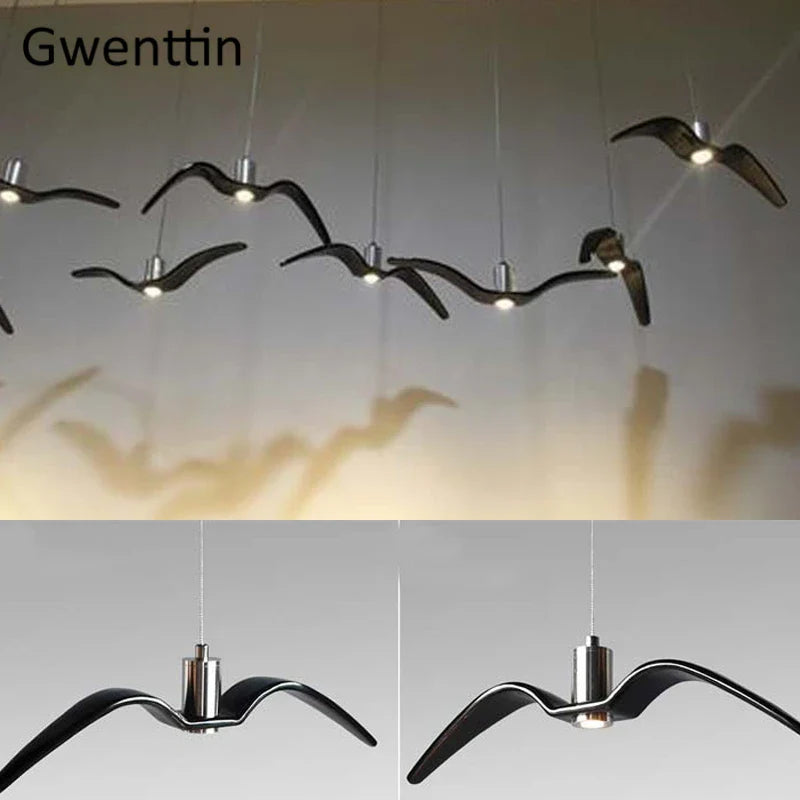 Lampadario sospeso moderno a forma di gabbiano design luminoso