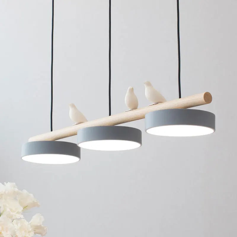 Lampadario moderno nordico LED minimalista con decorazione a uccello in ferro macaron