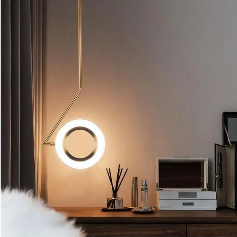 lampadario ad anello luna sospeso moderno per decorazione d'interni