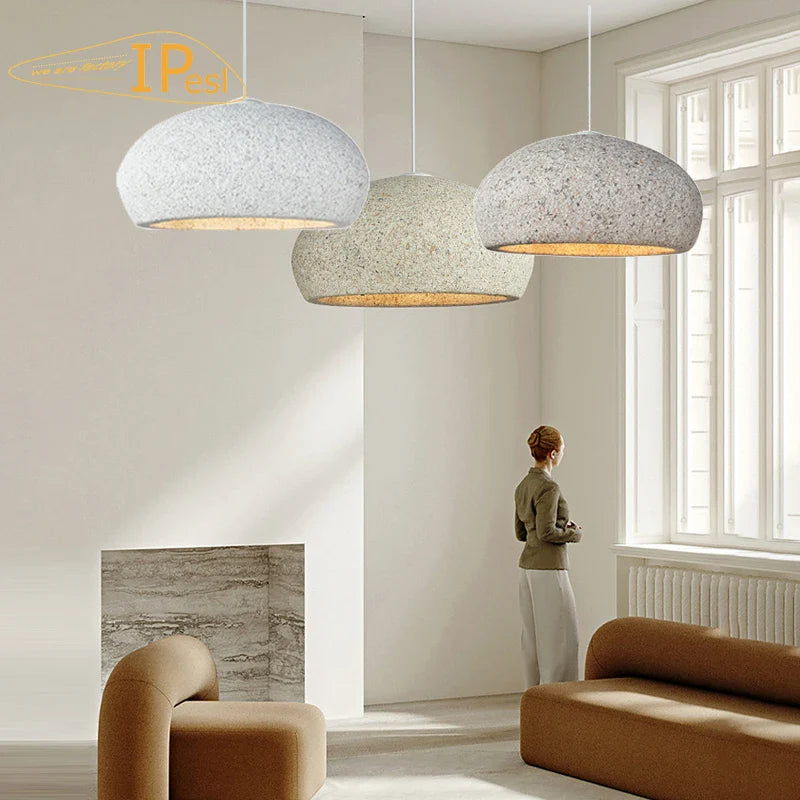 lampadario moderno in resina sospensione minimalista nordico wabi-sabi