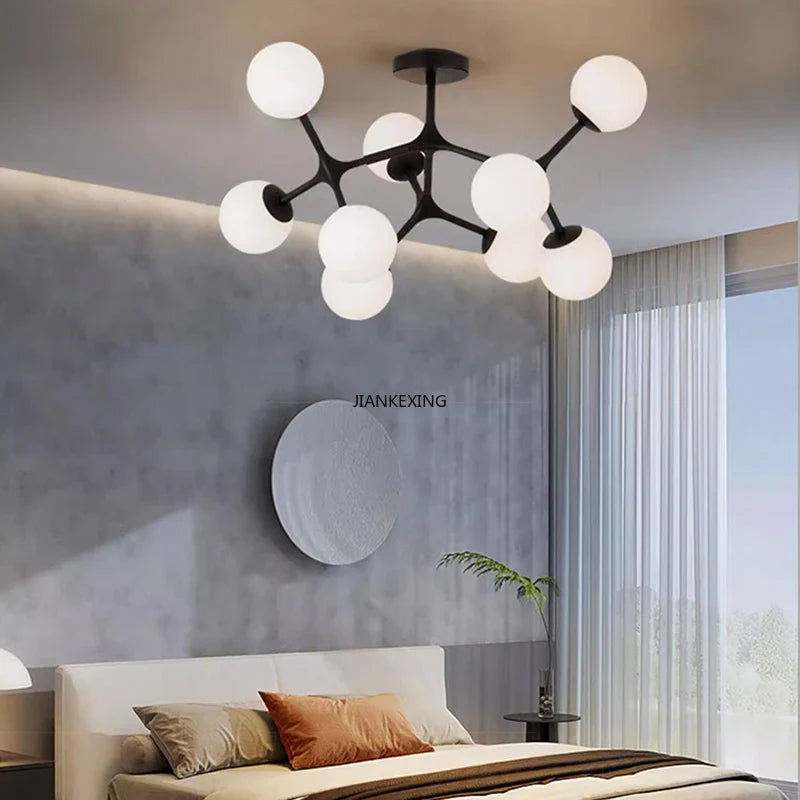 lampadario a sospensione a sfera di vetro per decorazione casa