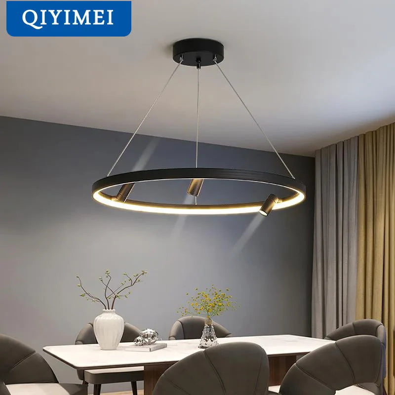 lampadario LED moderno con dimmer a distanza e illuminazione interna