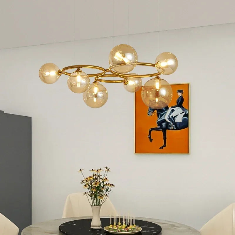 lampadario di lusso artistico in vetro fumé sospensione lampada
