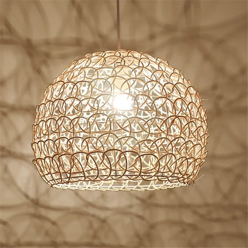 lampadario in rattan intrecciato a mano stile cinese moderno