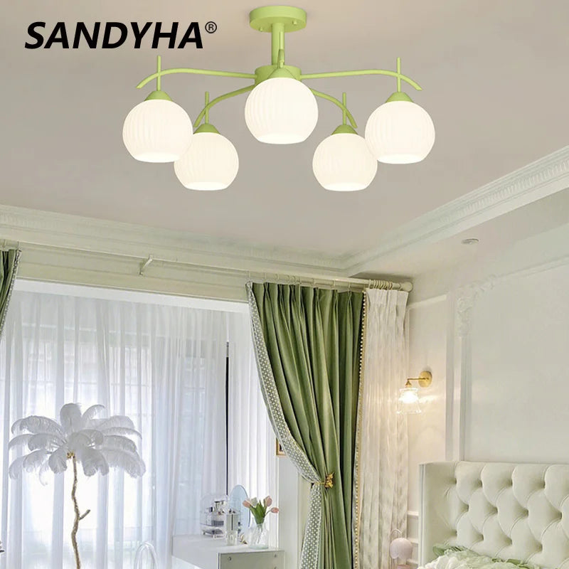 lampadario led minimalista nordico sospensione sandyha in vetro