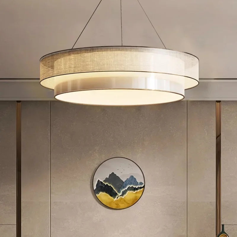 lampadario circolare cinese per un'illuminazione zen elegante
