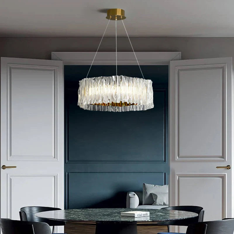 lampadario nordico acrilico rotondo in acciaio inossidabile moderno