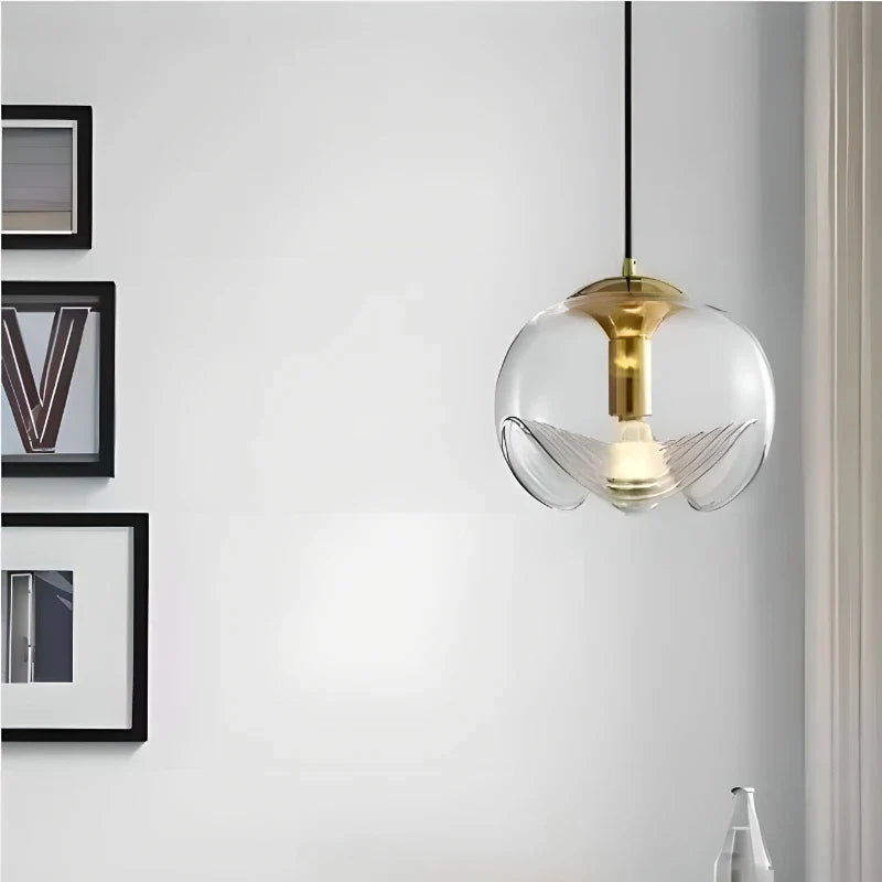 lampadario vintage minimalista in vetro per decorazione d'interni