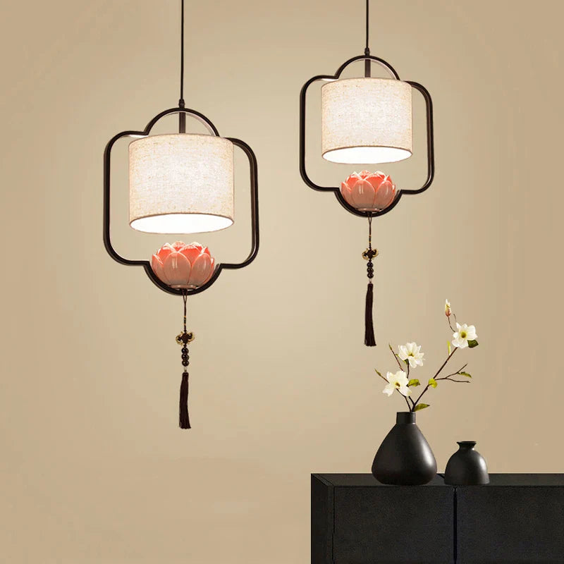 lampadario cinese in tessuto per ristorante e hotel