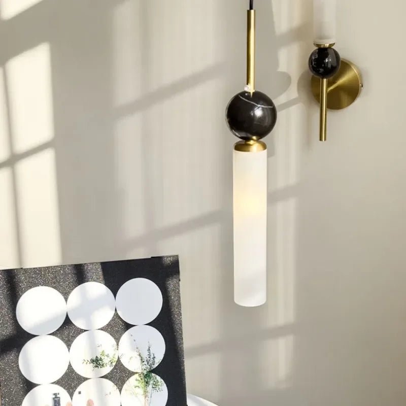 lampadario minimalista nordico di lusso in marmo italiano