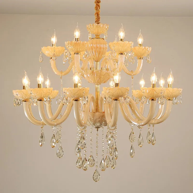 lampadario in cristallo moderno per decorazione interna con illuminazione led