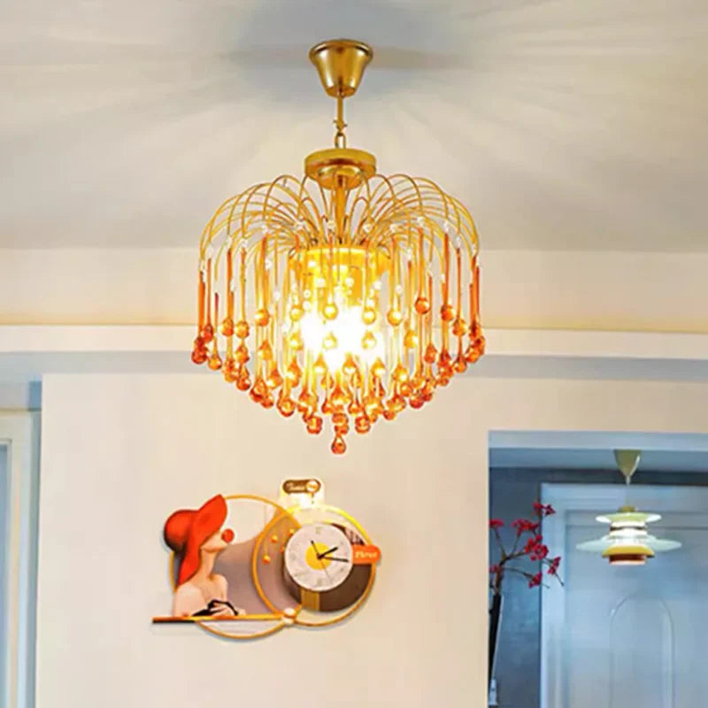 lampadario sospeso retrò in vetro marrone elegante e moderno