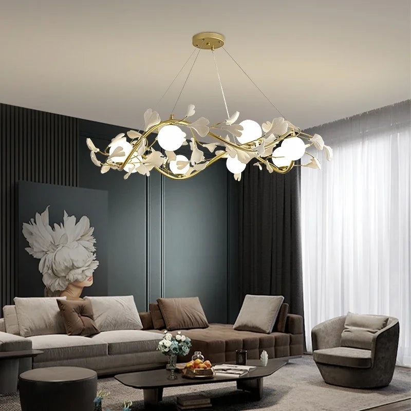 Lampada a sospensione design foglia di ginkgo