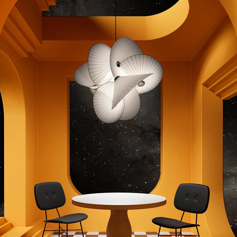 lampadario design nordico con paralume in tessuto per decorazione casa