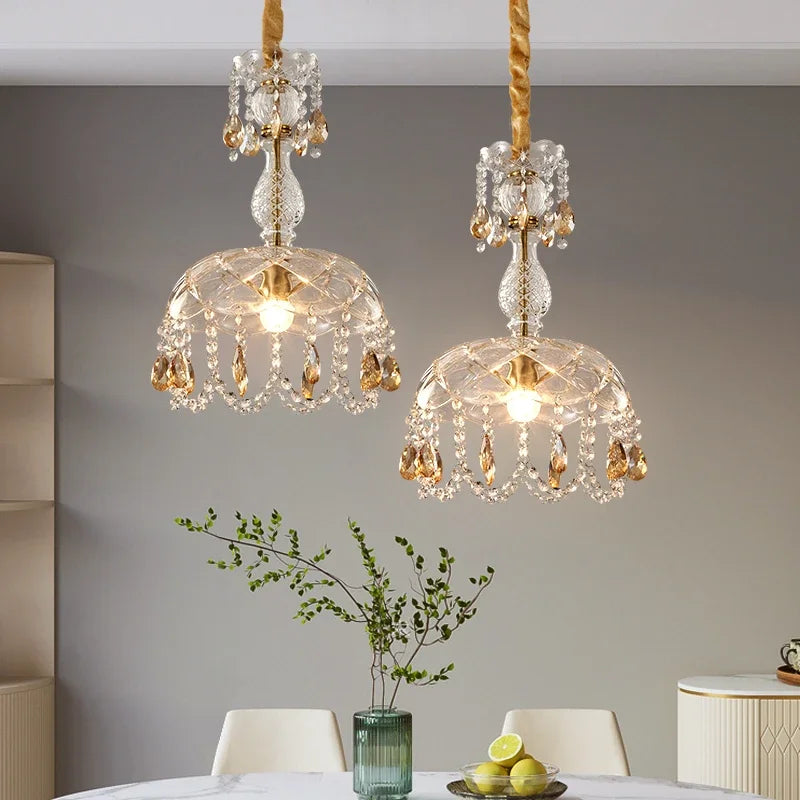 lampadario vintage in cristallo LED design art déco elegante