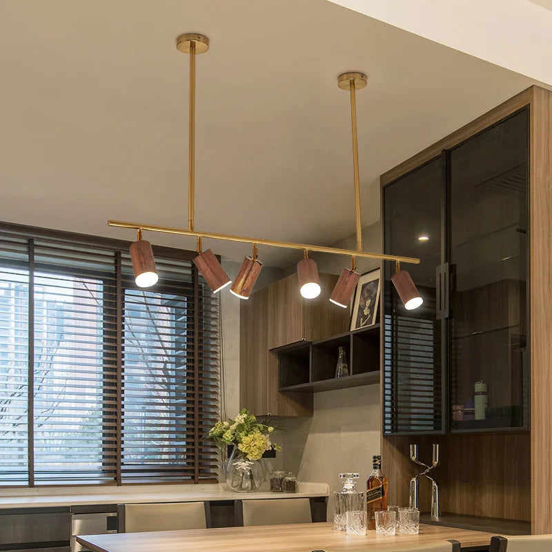 lampadario led moderno in legno di noce per decorazione casa
