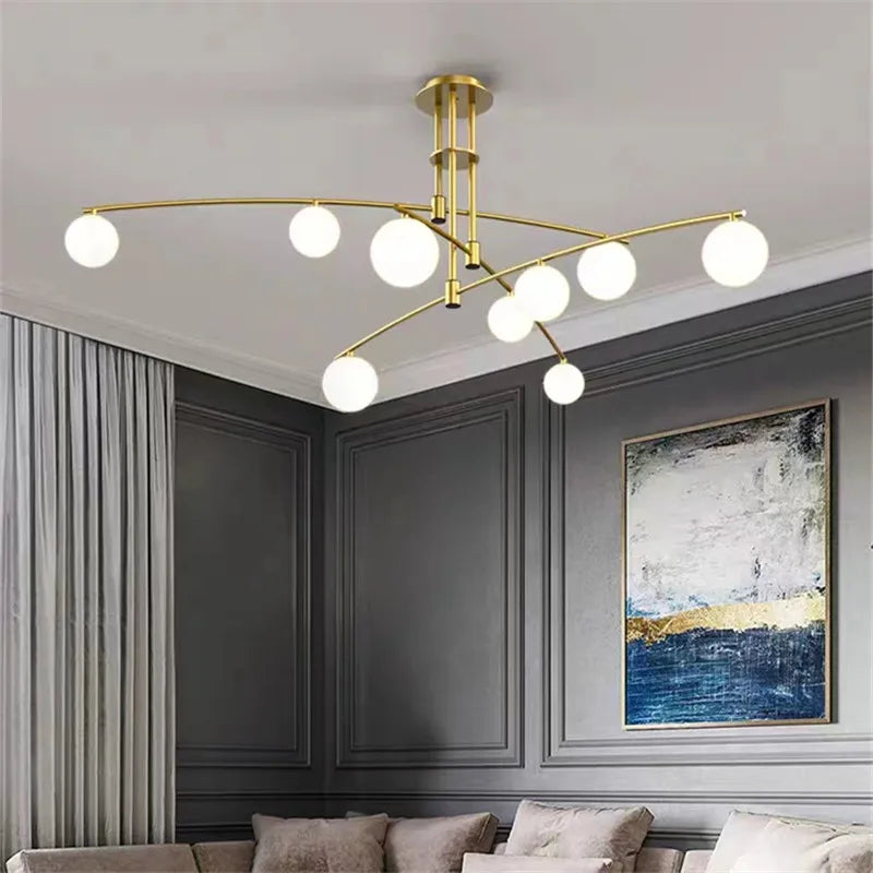 lampadario minimalista in vetro stile nordico per decorazione d'interni