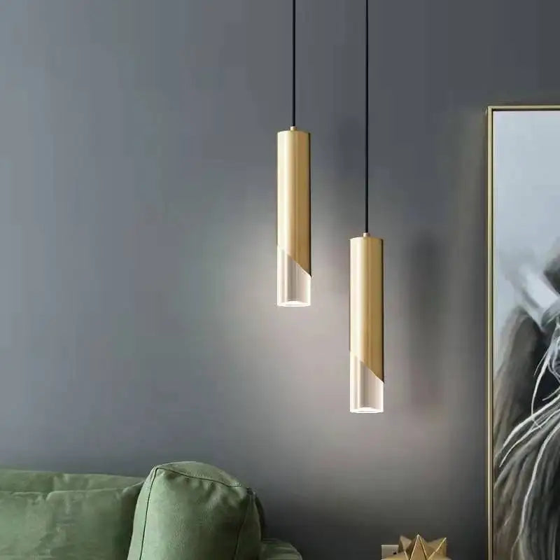 Sospensione LED cilindro cristallo elegante