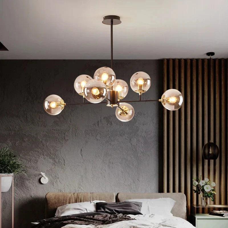 lampadario in vetro nordico sospensione moderna per decorazione d'interni
