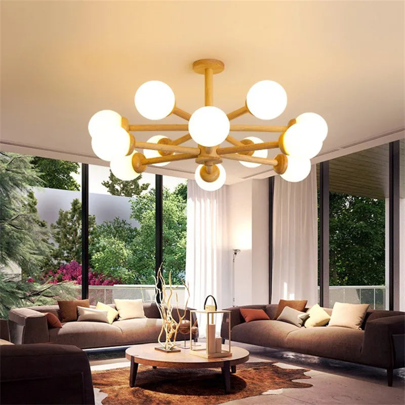 lampadario in legno giapponese paralume in vetro decorazione interna