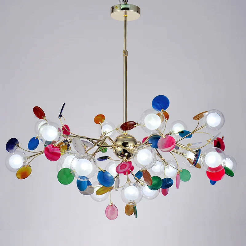 lampadario led nordico luce a bolla lucciola agata naturale romantica