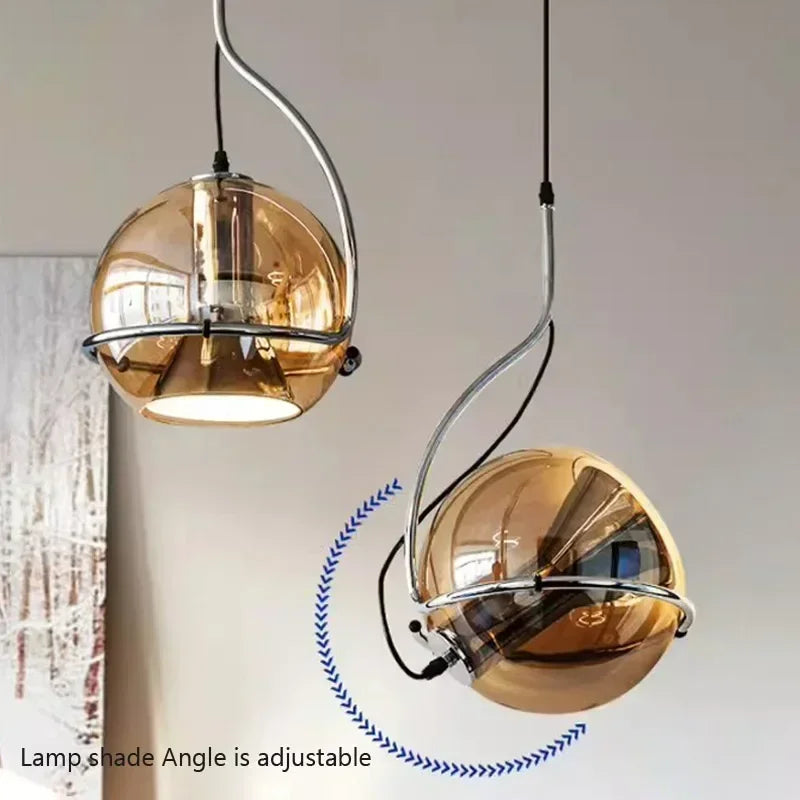 lampadario retrò americano in vetro ambra per atmosfera creativa