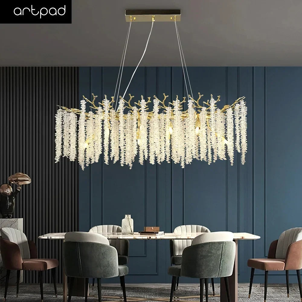 Lampadario rettangolare contemporaneo scintillante