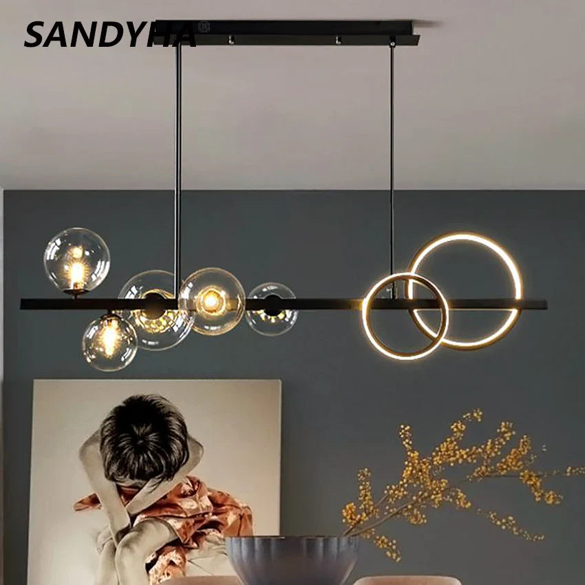 Lampadario moderno trasparente sospeso per soggiorno