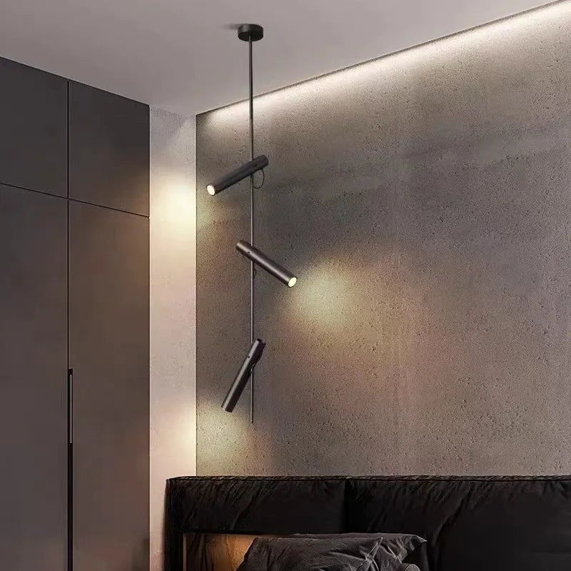 lampadario led minimalista in ferro e acciaio rotante 1/2/3 teste