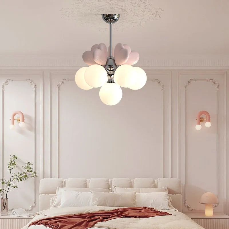 lampadario da principessa con bolla a forma di cuore per camera dei bambini