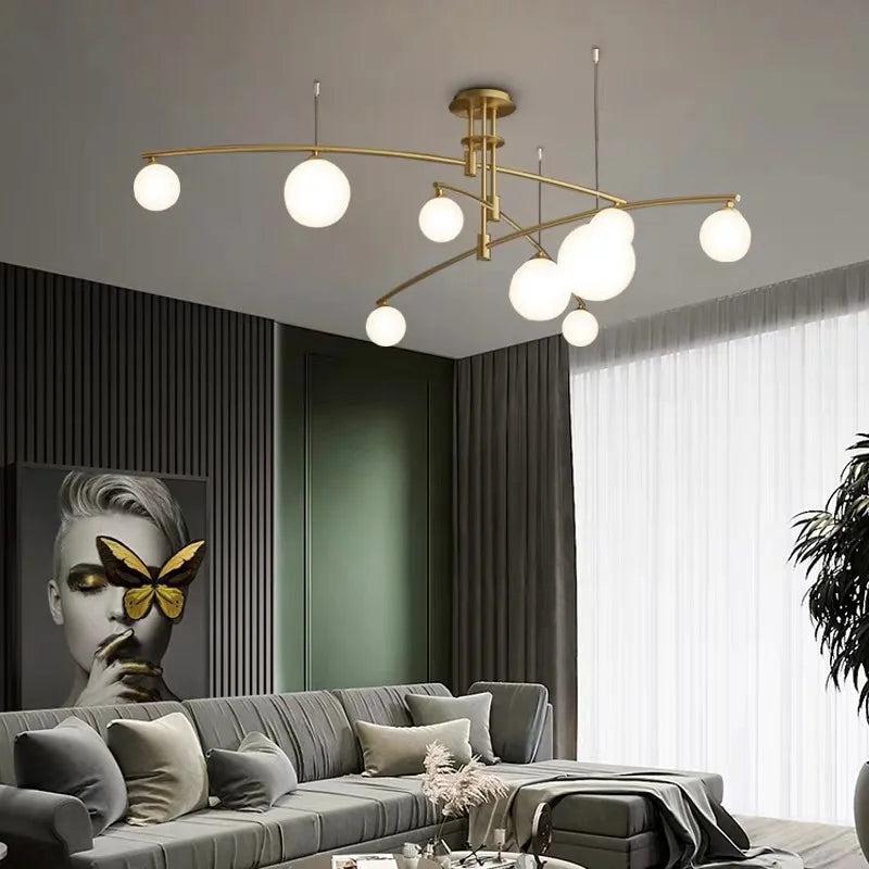 lampadario moderno in vetro stile nordico per decorazione interna