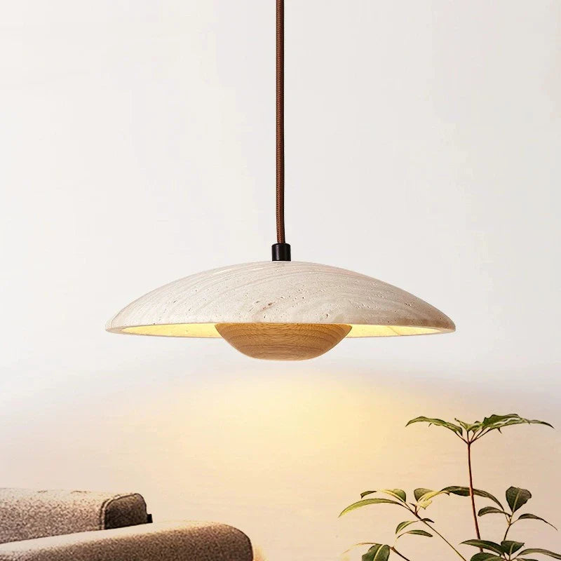 lampadario nordico retrò in travertino stile wabi-sabi sospensione LED