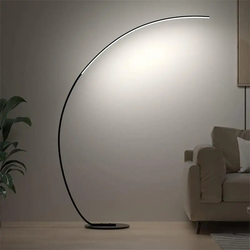 Lampada da terra ad arco moderna in metallo nero con illuminazione LED - Design elegante per salotto e ufficio