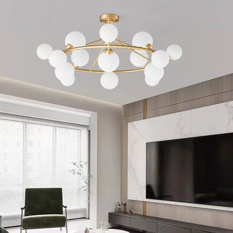 lampadario moderno in acrilico e ottone nero dorato per illuminazione interna