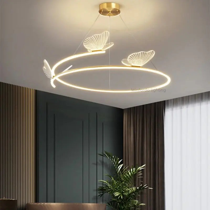 lampadario design LED rotondo a forma di farfalla