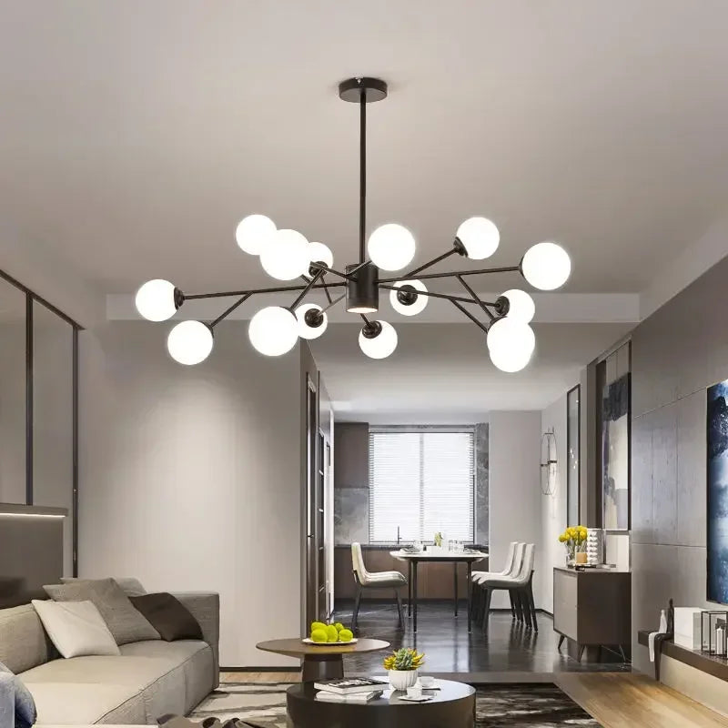 lampadario nordico a led con sfera di vetro per lampade sospese