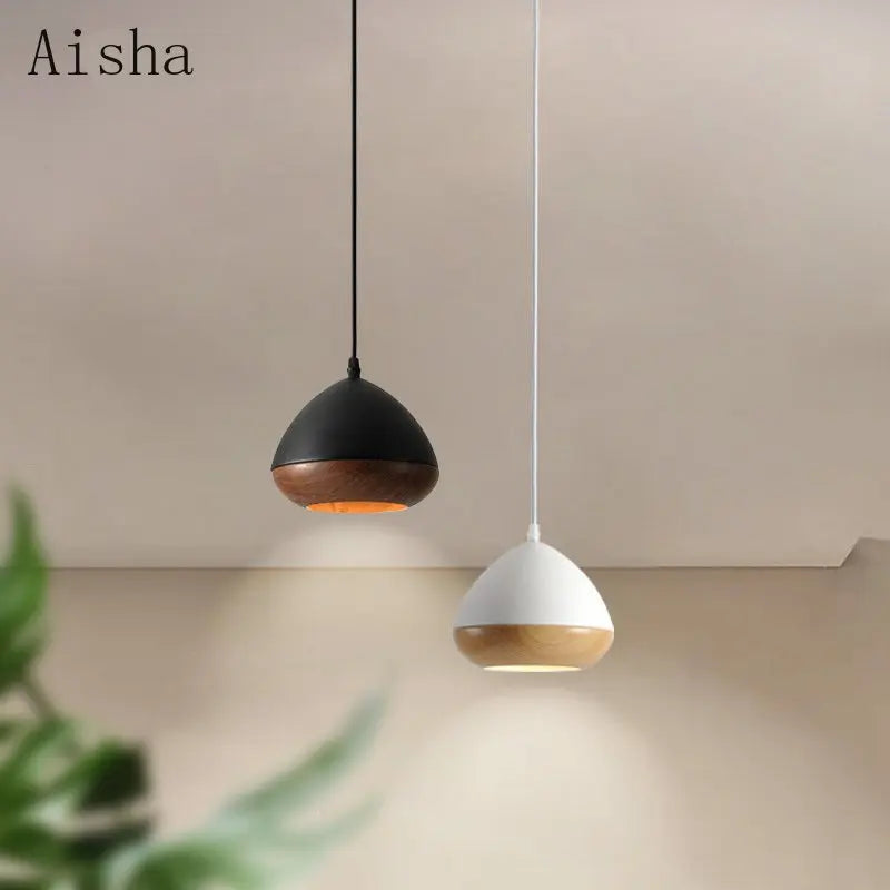 lampadario in ferro stile giapponese wabi-sabi imitazione noce nordico