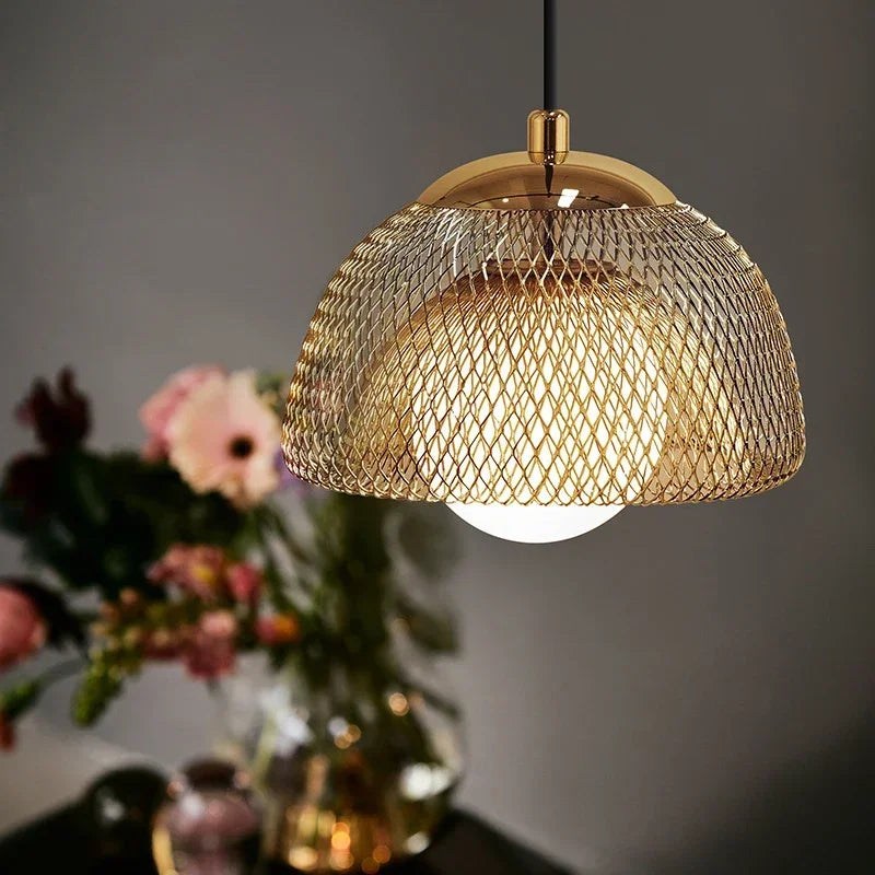 lampadario creativo in metallo dorato stile art déco per interni