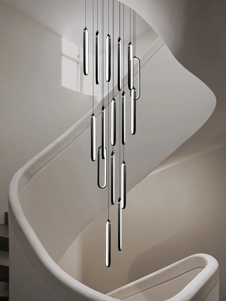 lampadario ovale LED minimalista per duplex hotel attico