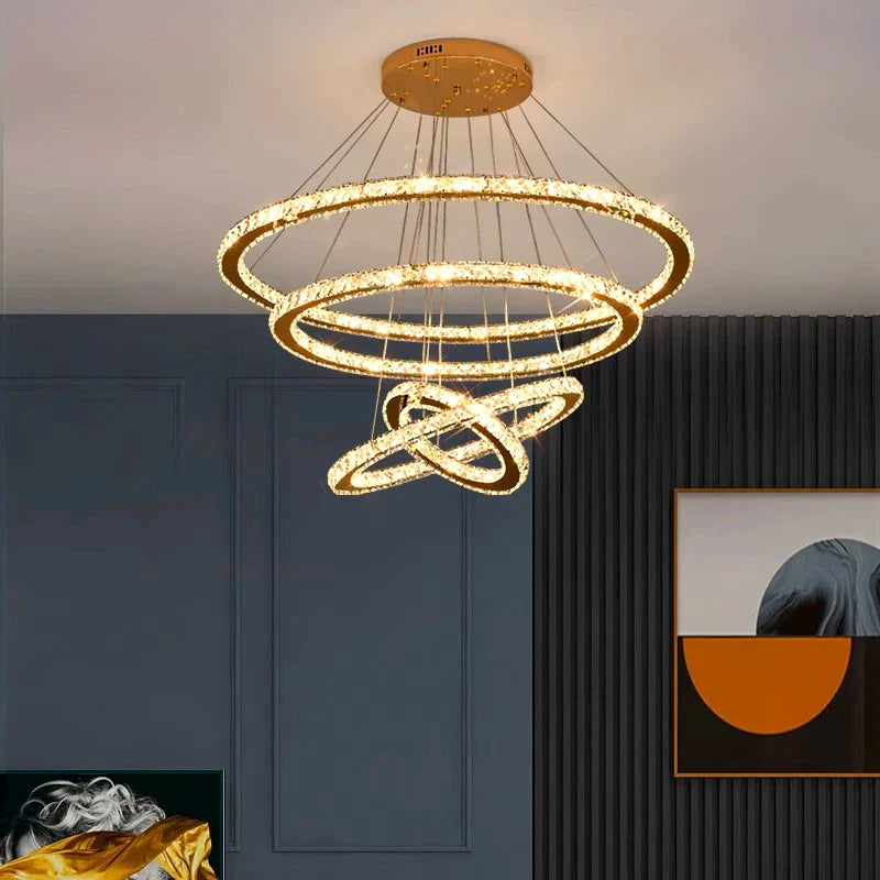 lampadario moderno in cristallo illuminazione interna a LED sospeso