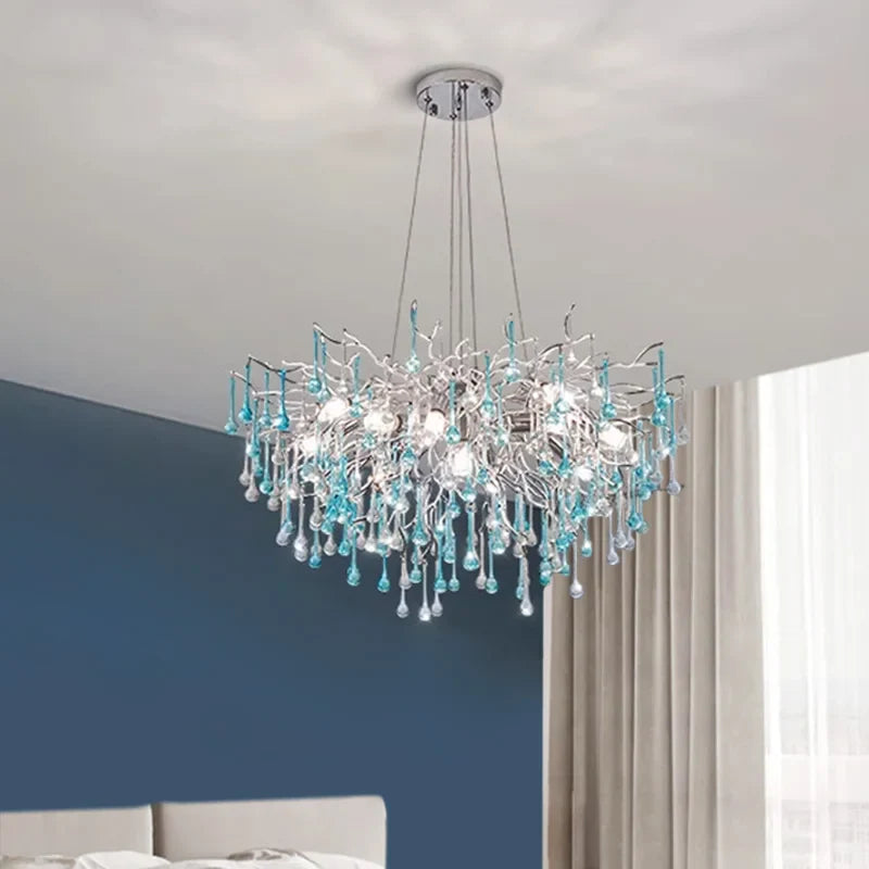 lampadario moderno in vetro bicolore stile postmoderno con led
