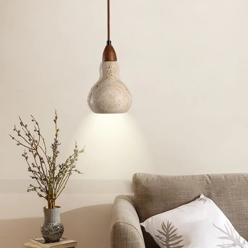 lampadario sospeso vintage in pietra naturale con led