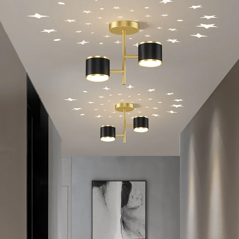 Madina Plafoniera Sfera Moderna, Metallo/Acrilico, Nero/Oro, Corridoio