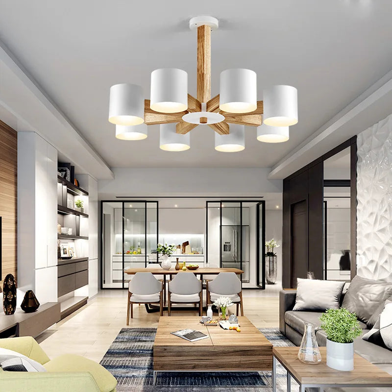 Lampadario a sospensione in legno stile nordico elegante