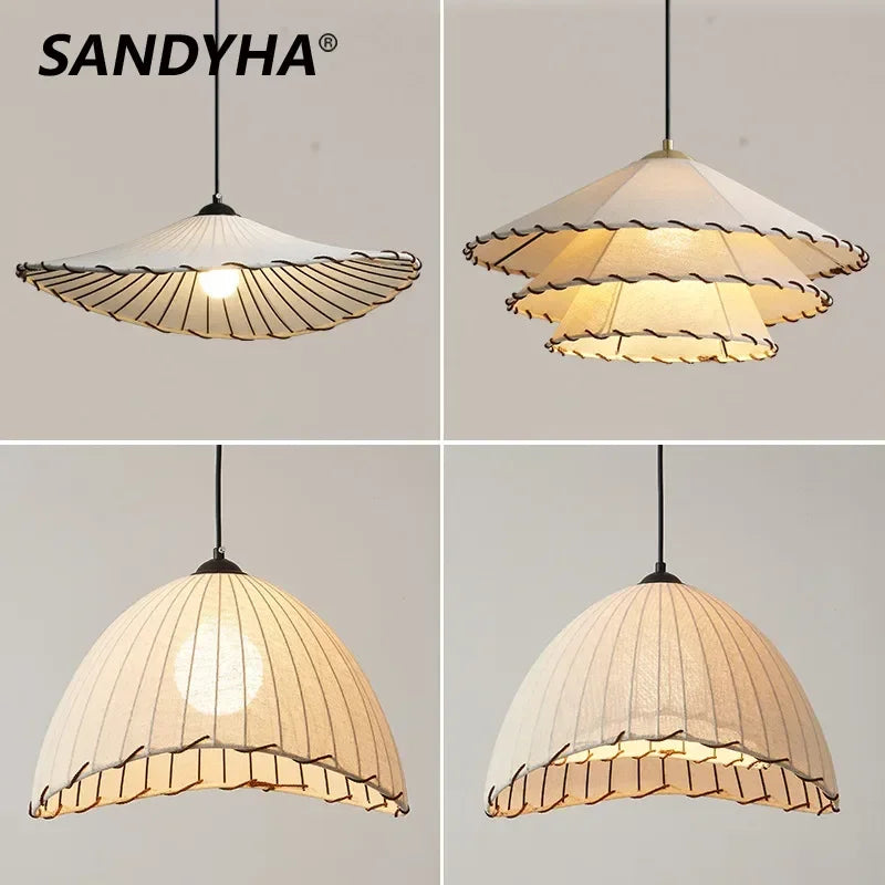lampadario in tessuto nordico design cappello di paglia decorativo
